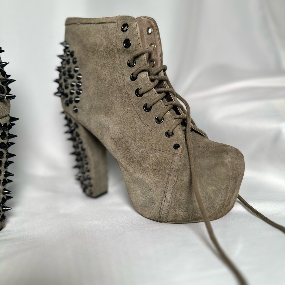 Jeffrey Campbell Taupe Suede Platform Spike Heel Booties - Picture 6 of 16